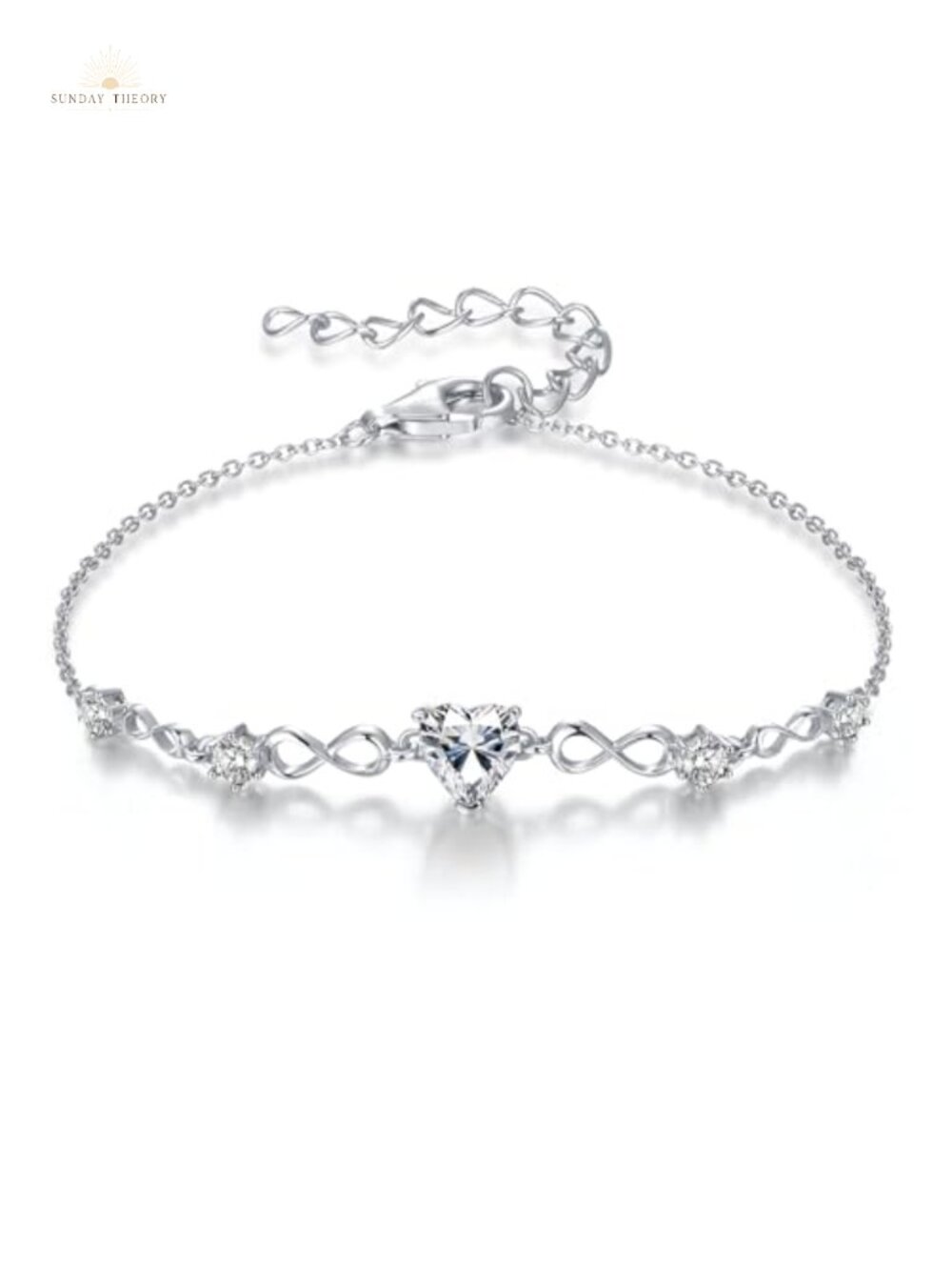 925 Sterling Silver Infinity Heart Birthstone Bracelet Women